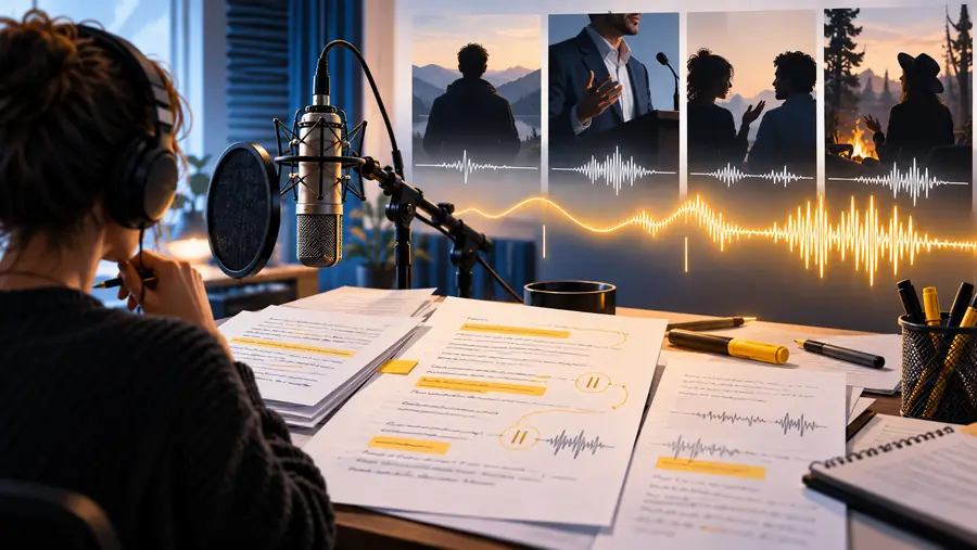 Illustration representing a planned voice script
