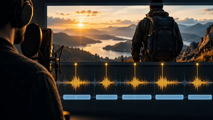 Illustrative visual for the Speechma video voiceover workflow